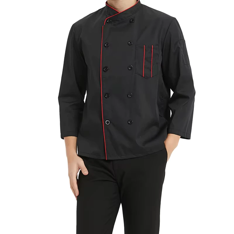 Customized Unisex Chef Jackets for Restaurant and Bar Kitchen Woven Fabric Cooking Waiter Uniforms