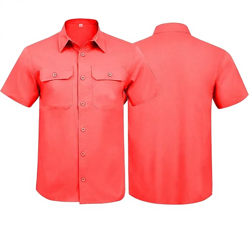 Customized Unisex Short Sleeve Work Uniform Shirt Lightweight Comfortable Breathable Abrasion Resistant Summer Workwear