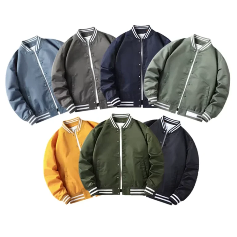 Customized-Wear-Resistant-Windbreaker-Anti-Static-Mens-Jacket-Solid-Color-Polyester-Baseball-Varsity-Jackets