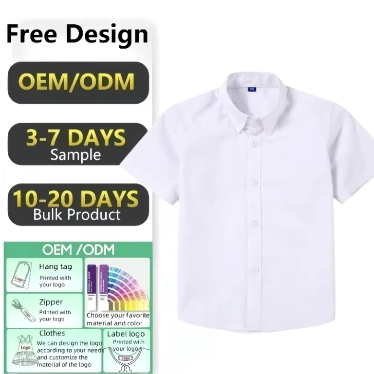 Customized-White-Short-Sleeved-School-Uniform-Shirt-for-Primary-Summer-Childrens-Wear-School-Uniforms
