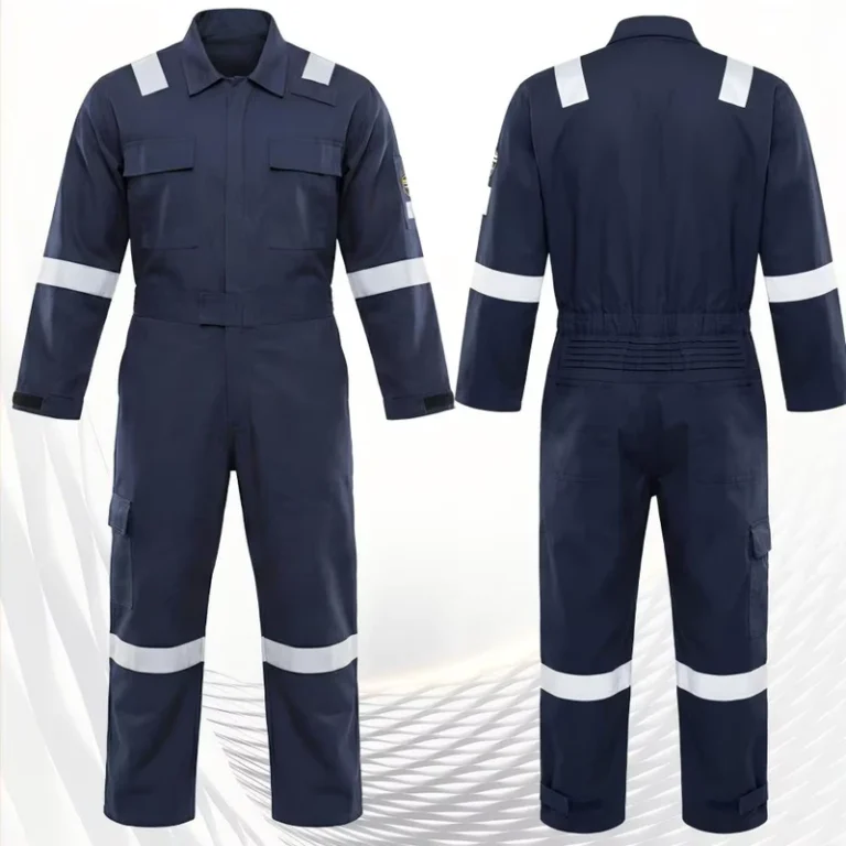 Customized-Work-Clothes-with-Anti-static-and-Reflective-Strips-Made-of-Grid-Cotton-Fabric-That-Has-Undergone-Product-Testing
