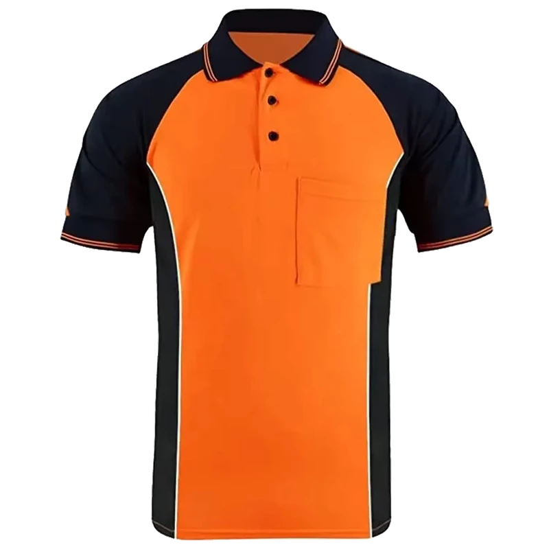 Customized logo Hi Vis Safety Polo Shirts High Visibility Reflective Shirts Construction Work Short Sleeve Shirts for Men