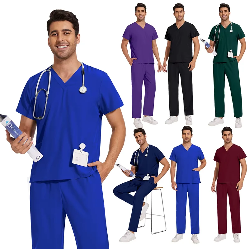 Customized logo Nurses Hospital Uniform Elastic Cleaning Suit Set Nursing Men and Women Quick Drying Uniform Sets