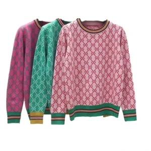 Customized processing of new loose knitted sweater with geometric jacquard casual wool sweater pullover