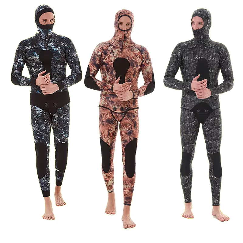DIVESTAR 3mm 5mm Custom Neoprene Waterproof Breathable Wet Suit Men 2 Pieces Camo Spearfishing Wetsuit for Adult