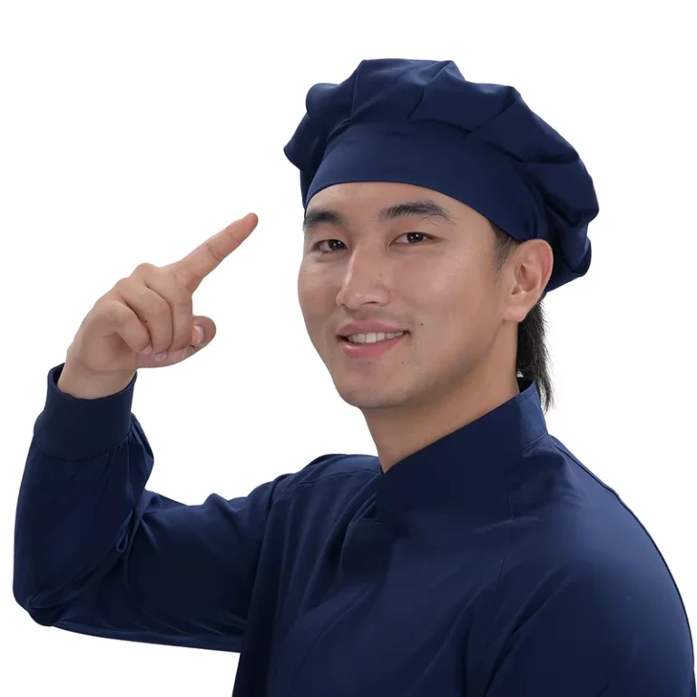 Dark-Blue-Polyester-4-Way-Stretch-Mushroom-Chef-Hat-120gsm-Anti-Wrinkle-Cleanroom-Cap
