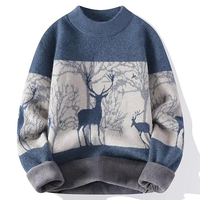Deer-Pattern-Knitted-Sweater-Heavyweight-Vintage-Style-with-Soft-Fleece-Lining