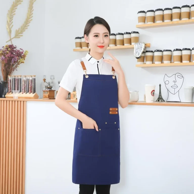 Denim-Restaurant-Server-Apron-Custom-Logo-Heat-Resistant-Sleeved-Bartender-Apron