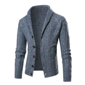 Design Knit Casual Single-Breasted Solid Color Cardigan Sweater for Men