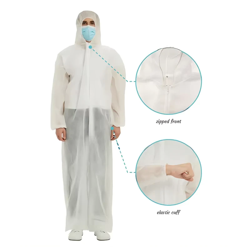 Disposable Coverall Breathable Waterproof Safety Work Clothing White Personal Protective Coverall