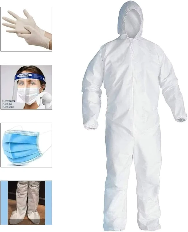 Disposable-Coveralls-Overall-Work-Wear-Chemical-Protective-Safety-Coverall-White
