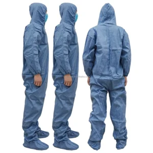 Disposable Hooded Coverall Footed Protective Suit Breathable Industrial PPE Workwear