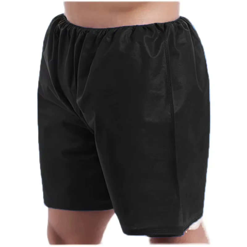 Disposable Men's Extra-Large Thick Black Shorts for Massage, Foot Bath, Sauna, and Steam Bath
