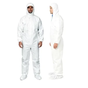 Disposable Non Woven Waterproof Coveralls with Hood Anti Chemical Level D Protection for Painting Cleaning & Construction