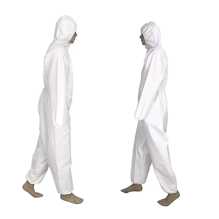 Disposable Nonwoven PP SF White PPES Safety Protective Coverall Suit Microporous Coverall