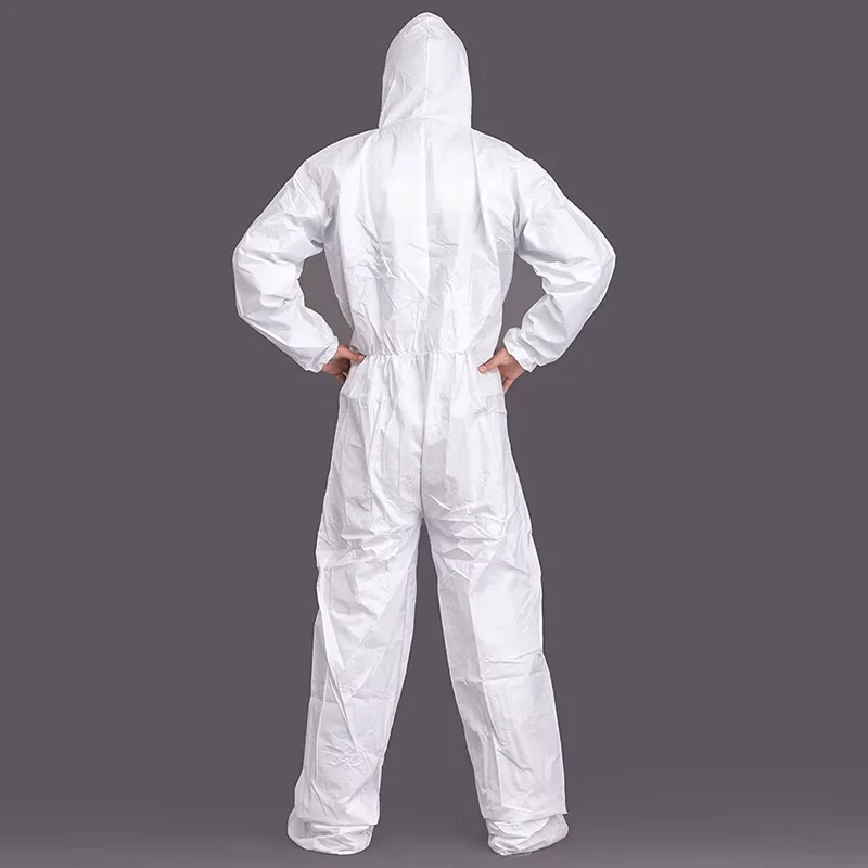 Disposable Nonwoven White Liquid Proof Anti-particulate CE Certified Protective Coveralls with Hood