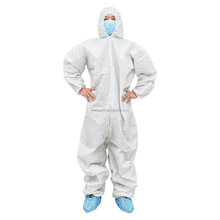 Disposable-PS-White-Protective-Coverall-with-Hood-Elastic-Ankle-Breathable-Dust-Proof-Water-Resistant-ISO-Certified-Workwear