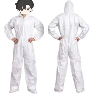 Disposable Protective Coveralls with Hood Zipper Elastic Wrists Shoe Covers for Men & Women Tyvek Coverall