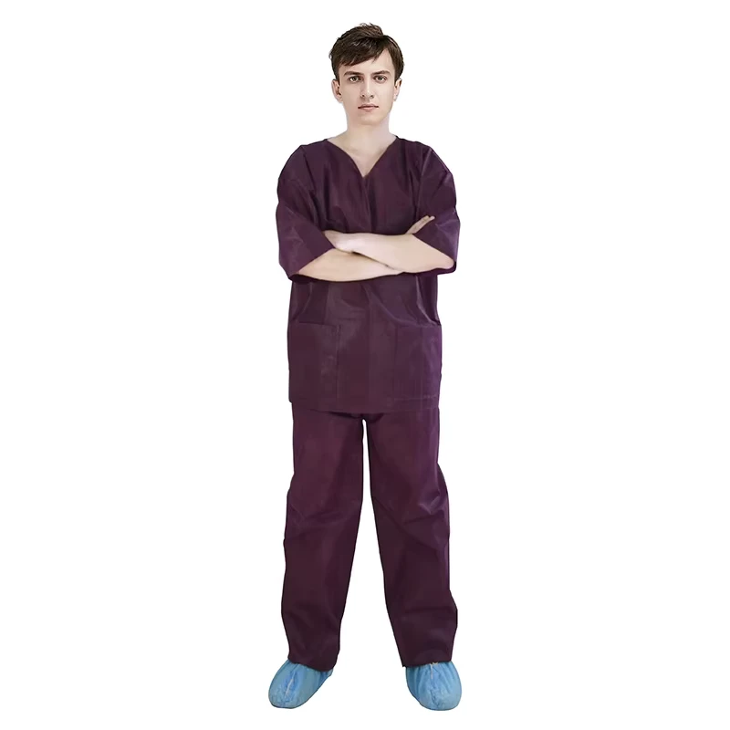 Disposable SMS and PP Short-Sleeve Nurse Scrub Suit