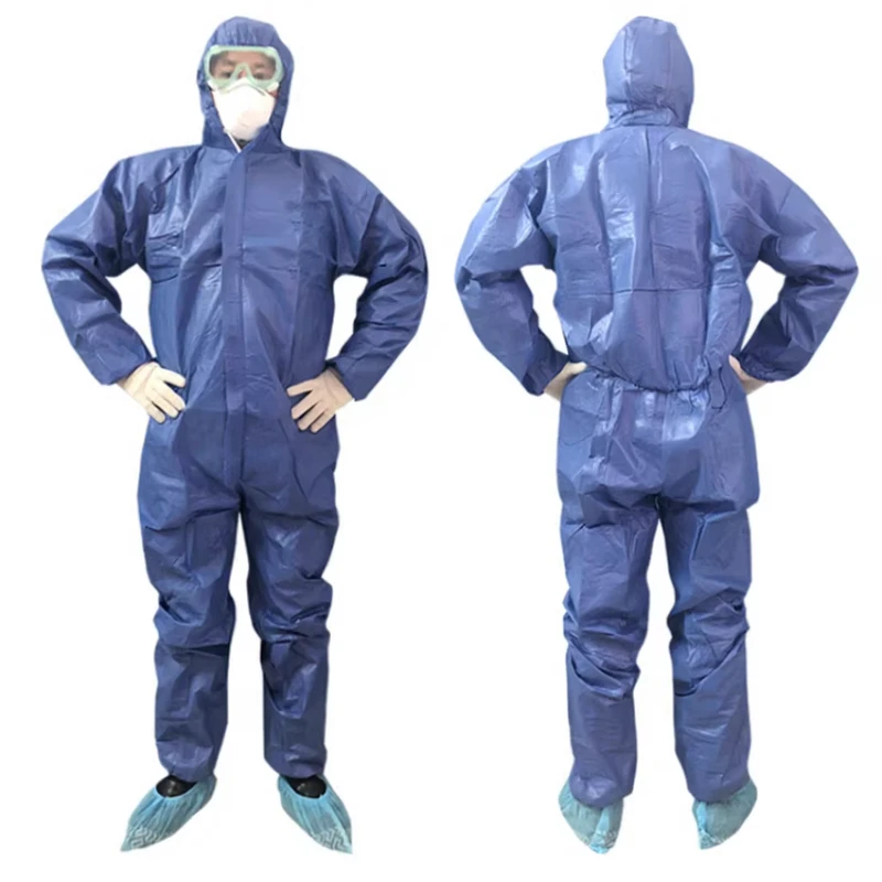 Disposable Safety Waterproof Breathable Polypropylene Coverall Blue Workwear