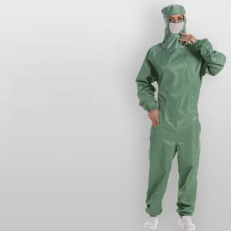 Disposable Stainless Steel Coverall with Hood Waterproof Anti Static Heat Resistant up 100 150C for Cleanroom Workshop Use