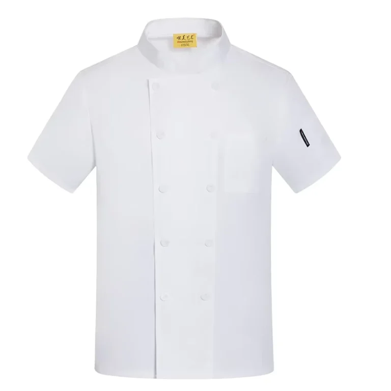 Double-Breasted-Antifouling-Cotton-Spandex-Lining-Kitchen-Work-Uniforms-for-Restaurant-Chefs-Baristas-Short-Sleeve-Customizable
