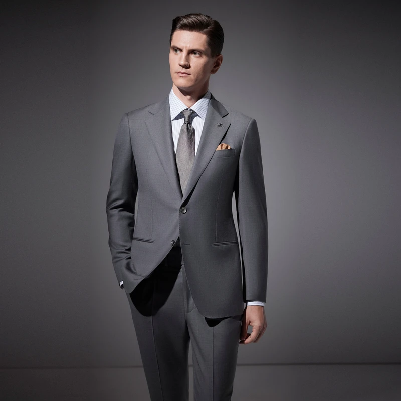 Double Breasted Bespoke 100% Wool Men Suits Slim Fit 2 Pieces Wedding Groom Prom Costume Homme Mariage Daily Wear Blazer
