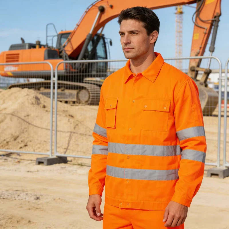Durable 100% Cotton Hi Vis Work Shirts Class 3 Reflective Tape for Men
