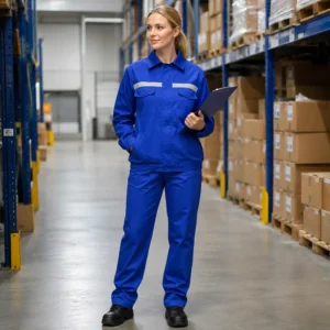 Durable 100 Percent Cotton Work Coverall Jacket Anti Wrinkle Breathable Fade Resistant for Factory Workshop
