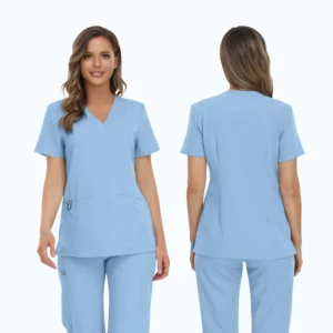Durable Knitted Medical Uniforms for Men and Women Plus Size V Neck Solid Color Hospital Nursing Work Clothes