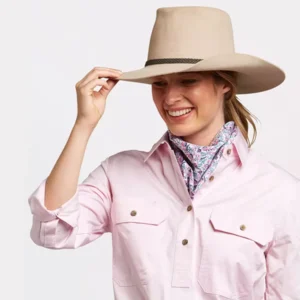 Durable Woven 100% Cotton Work Shirt Lady Long Sleeve Drill UV Protection Half Button Regular Fit Workshirt