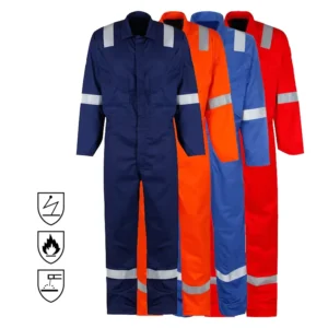 EN 11612 Fire Retardant Overall Workwear Hi Vis Reflective Safety Clothes Mining Coal Gas Oil Fireproof Work Uniform FR Coverall