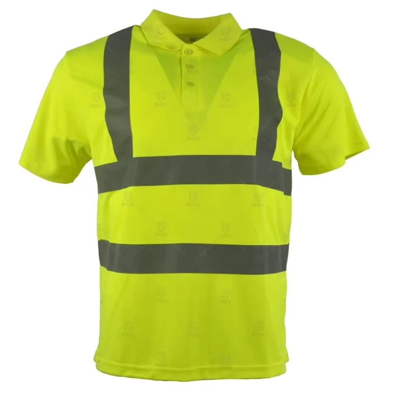 EN-20471-Class-2-Reflective-Safety-Polo-Shirt-Polyester-Fluorescent-Yellow-Orange-Unisex-Hi-vis-Work-Wear