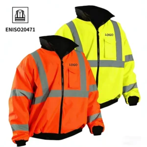 EN 20471 High-Visibility Orange Waterproof Reflective Safety Work Jacket, Level C, Oxford Fabric