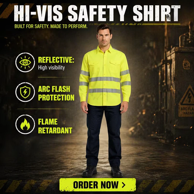 EN ISO 11612 ASTM F1506 CAT 2 OEM Hi Vis Breathable Flame Resistant Fire Retardant Workwear Shirt for Oil Gas Electrical Workers