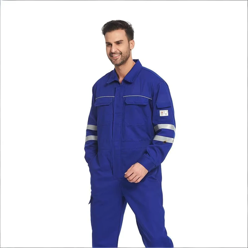 EN ISO 11612 Flame Resistant Anti-Static Coverall NFPA2112 Hi Vis Reflective FR Safety Jumpsuit for Petrochemical Welding