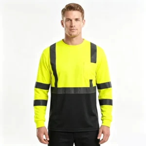 EN ISO 20471 ANSI Class 3 Waterproof High Visibility Men’s Work Long Sleeve Cotton Hoodie Button Fr Polo Reflective T Shirts