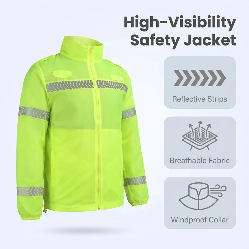 EN ISO 20471 Fluorescent Yellow Highway Roadwork Custom Logo Reflective Safety Jacket