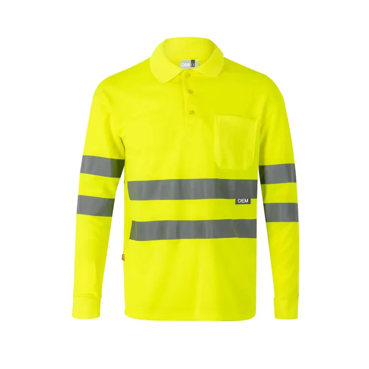 EN ISO 20471 Hi-Vis Reflective Polo Shirt, Short Sleeve, Men's Security Workwear