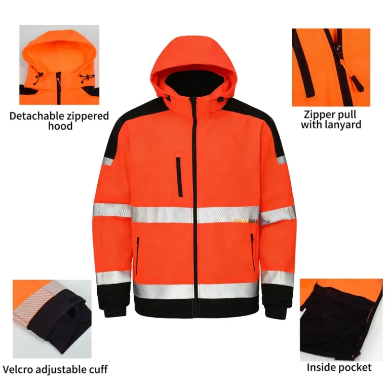 EN20471-ANSI-Class-3-Fluorescent-Yellow-Cold-Weather-Hi-Vis-Lightweight-Waterproof-Bomber-Safety-Jacket-5cm-Reflective-Tape