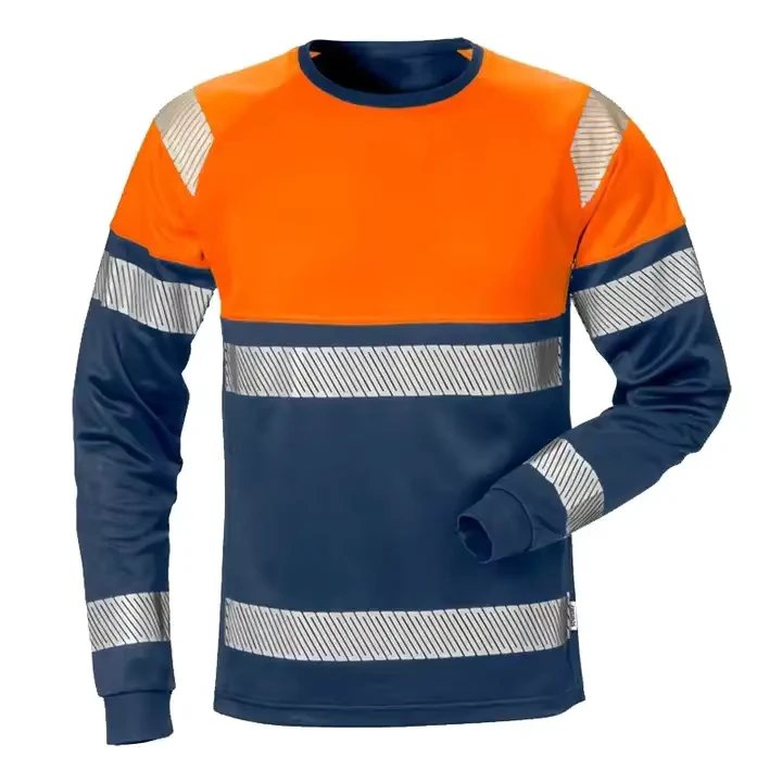 EN20471 Class 3 Hi Vis Long Sleeve Work Shirt for Mining Construction with Reflective Safety Tape