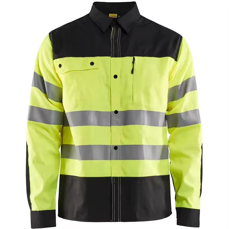 EN20471 Cotton Long Sleeve High Visibility Reflective Safety Shirt
