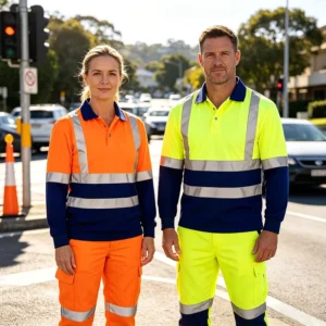EN20471 Customize Breathable Construction Mining Oil Gas Long Sleeve Hi Vis Reflective Road Safety Clothing Work Shirt