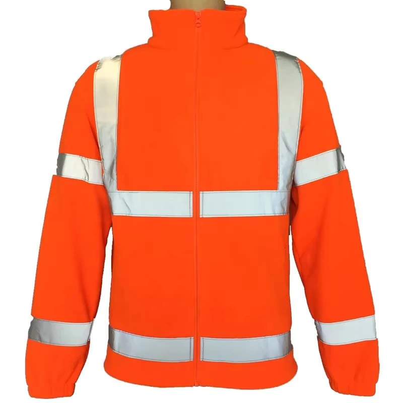 EN20471 Hi Vis Work Reflective Recycled Polar Fleece Jacket Breathable and Water Resistant