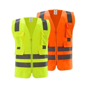 EN20471 High-Visibility Reflective Construction and Traffic Safety Vest with Zipper and Custom Logo