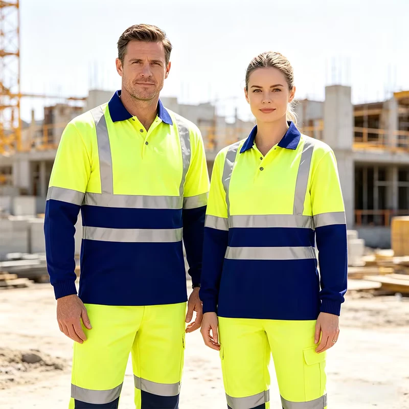 EN20471 High Visibility Safety Hi Vis Workwear Shirt Uniform Custom Logo Long Sleeve Mining Coal Oil Gas Construction Work Shirt