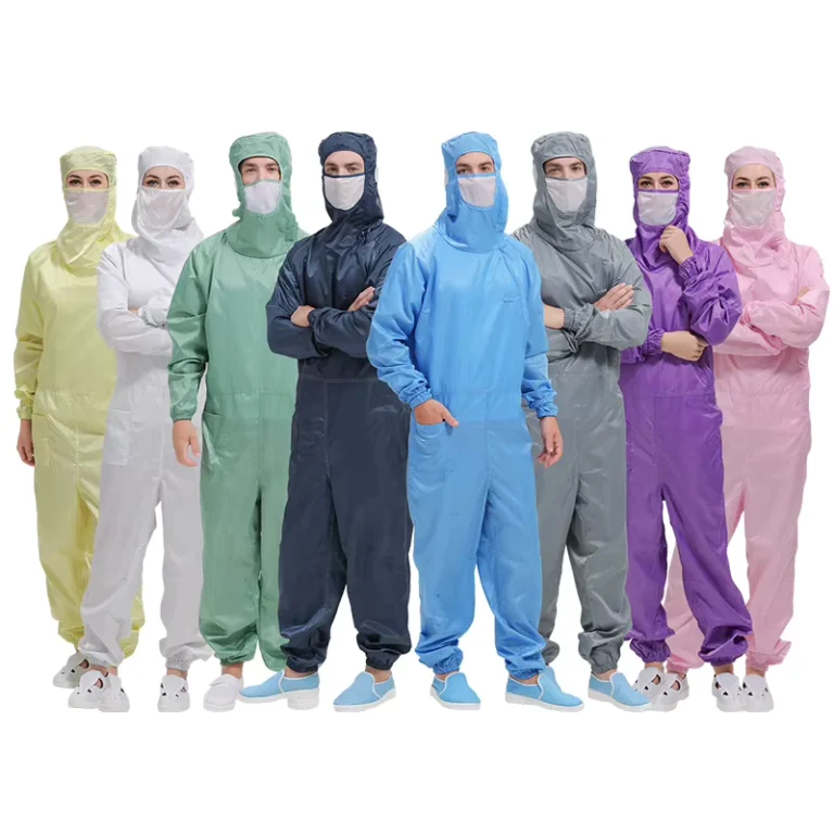 ESD-Anti-Static-Dust-Free-Cleanroom-Coverall-with-Hoodie-and-Mesh-Mask