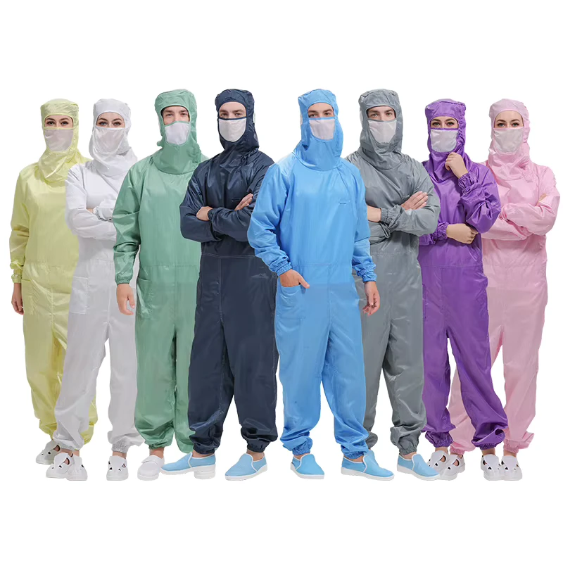 ESD Anti-Static Dust-Free Cleanroom Coverall with Hoodie and Mesh Mask