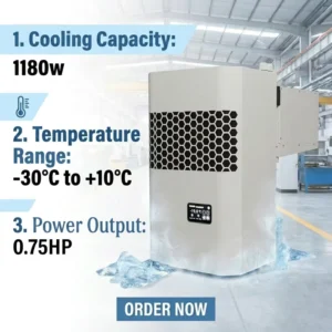 Eco Friendly Monoblock Condensing Unit 1180W Cooling Capacity with Hot Gas Defrost Wall mounted for Cold Storage Freezer Rooms