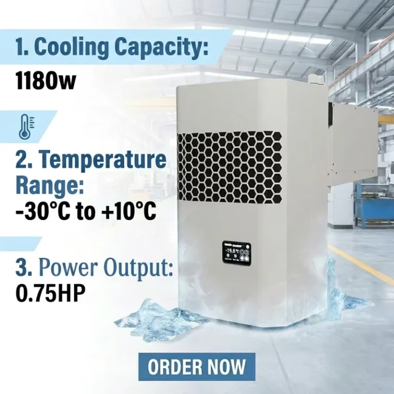 Eco-Friendly-Monoblock-Condensing-Unit-1180W-Cooling-Capacity-with-Hot-Gas-Defrost-Wall-mounted-for-Cold-Storage-Freezer-Rooms